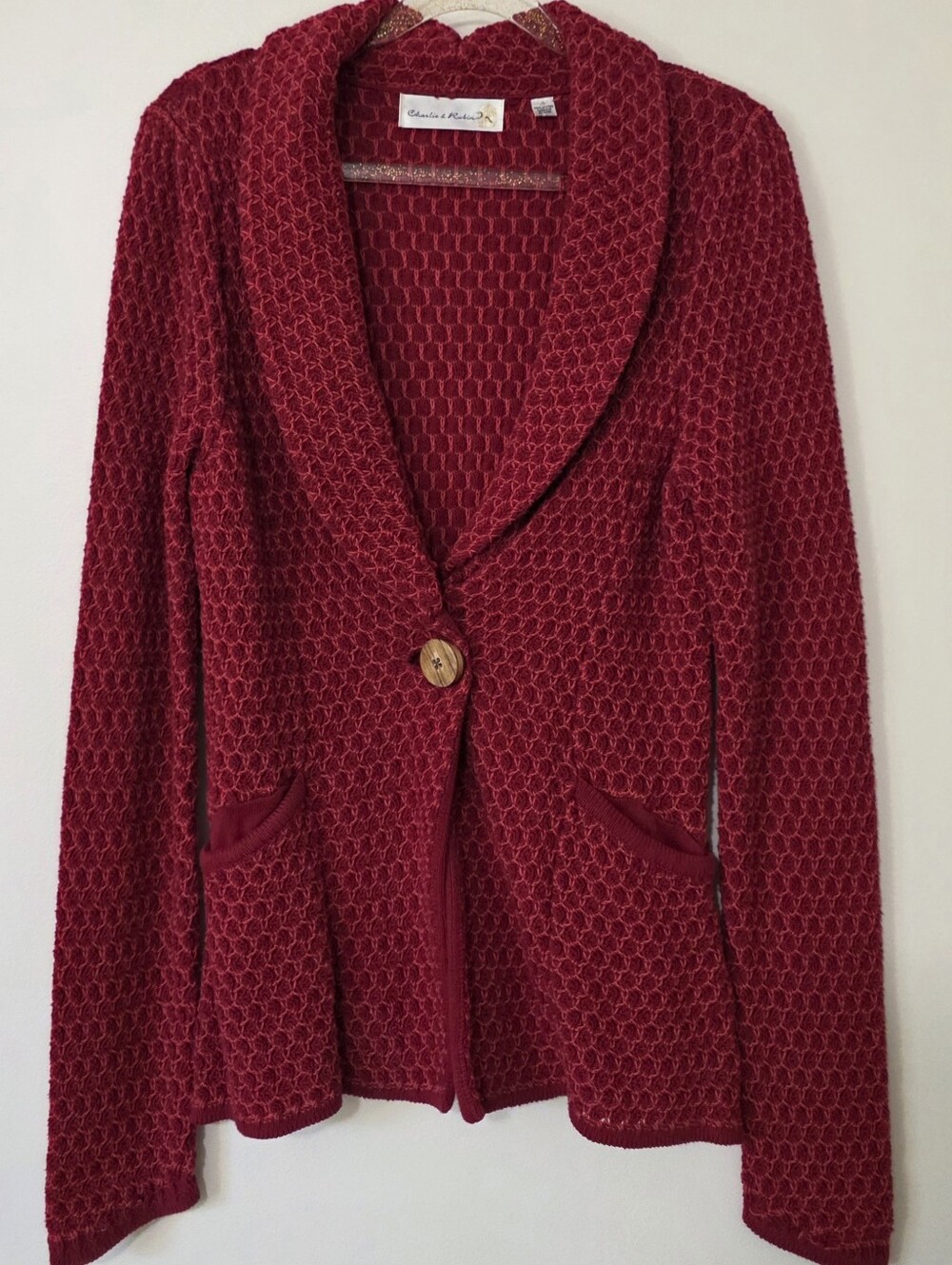 Anthropologie Charlie & Robin Honey from the Bees Red Cardigan Boho Chic Small